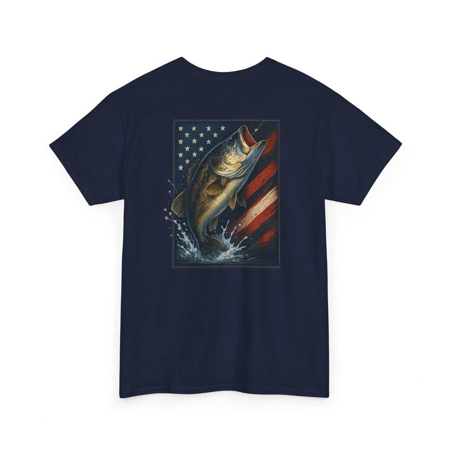 Patriotic Bass Fishing T-Shirt – American Flag Largemouth Bass Tee for Anglers