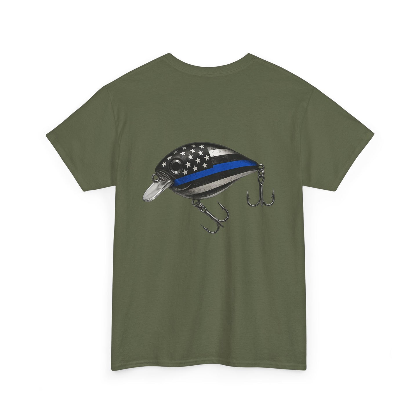 Thin Blue Line Fishing Lure T-Shirt – American Flag Crankbait Tee for Anglers