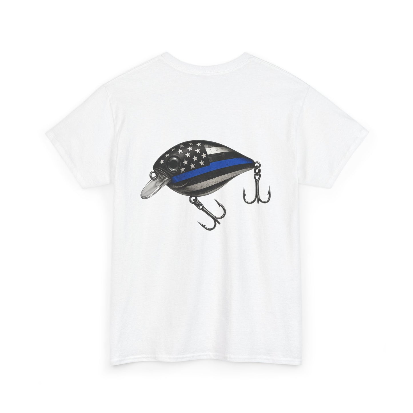 Thin Blue Line Fishing Lure T-Shirt – American Flag Crankbait Tee for Anglers