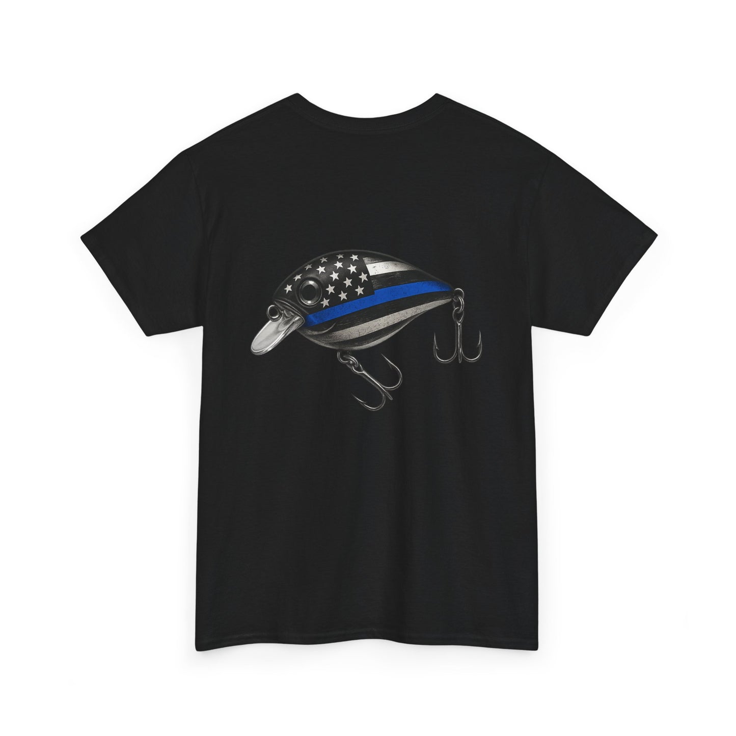 Thin Blue Line Fishing Lure T-Shirt – American Flag Crankbait Tee for Anglers