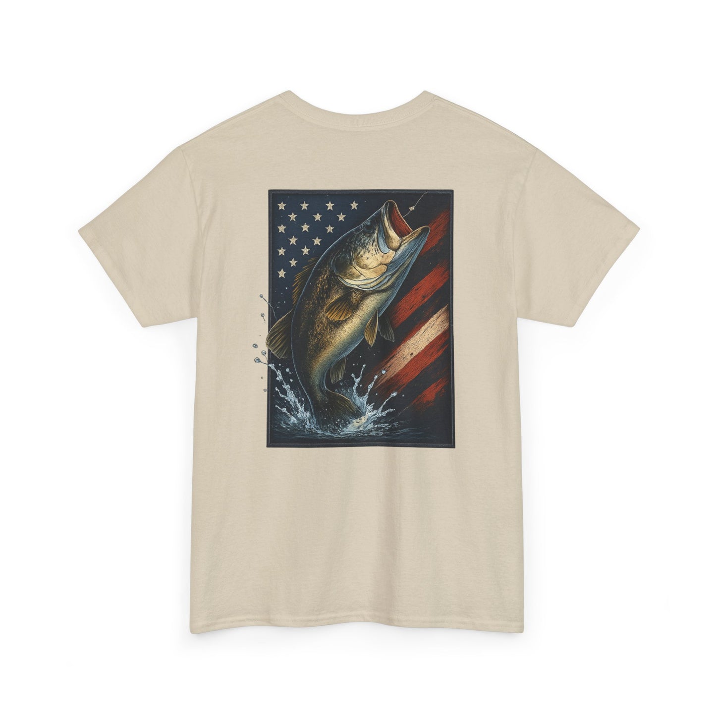 Patriotic Bass Fishing T-Shirt – American Flag Largemouth Bass Tee for Anglers