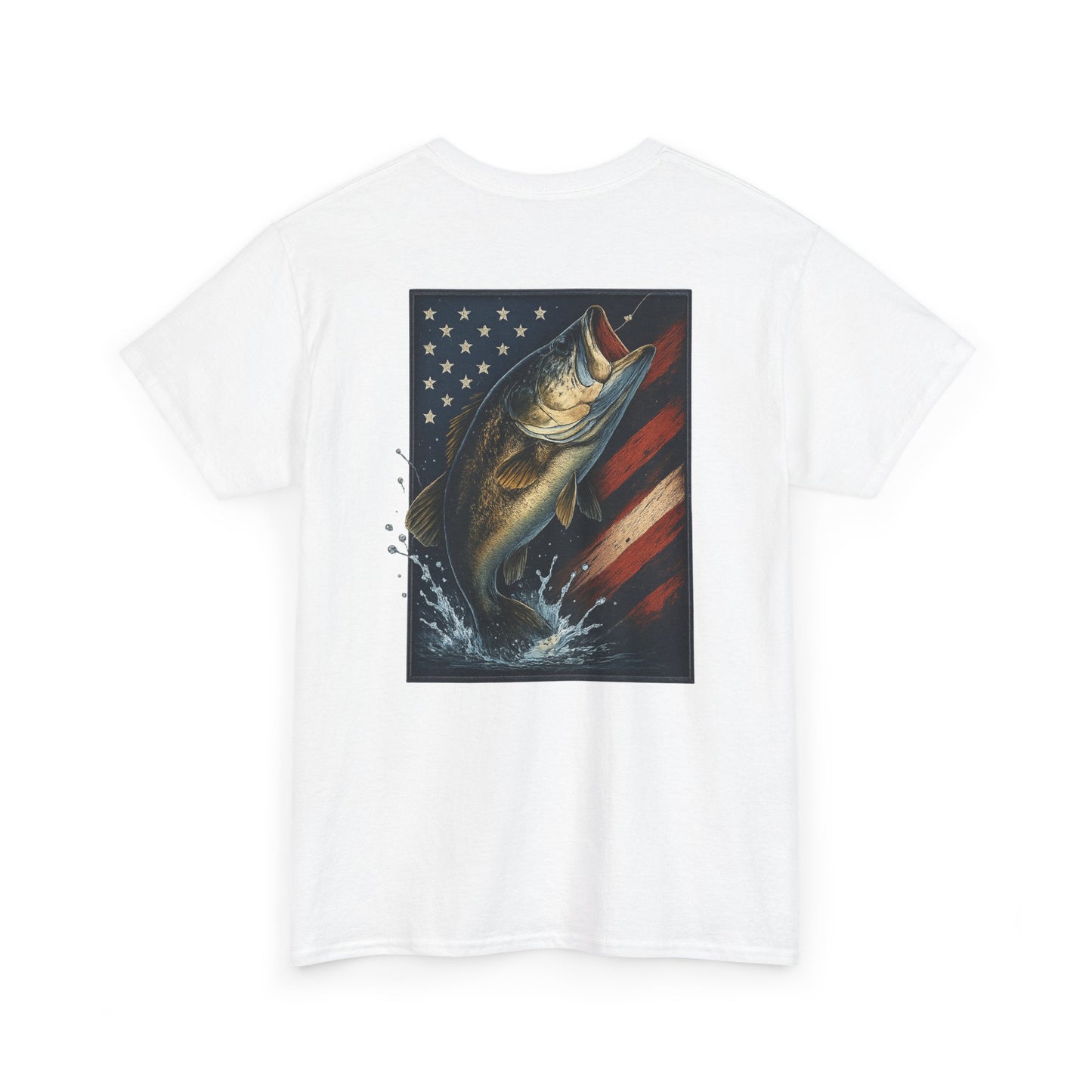 Patriotic Bass Fishing T-Shirt – American Flag Largemouth Bass Tee for Anglers
