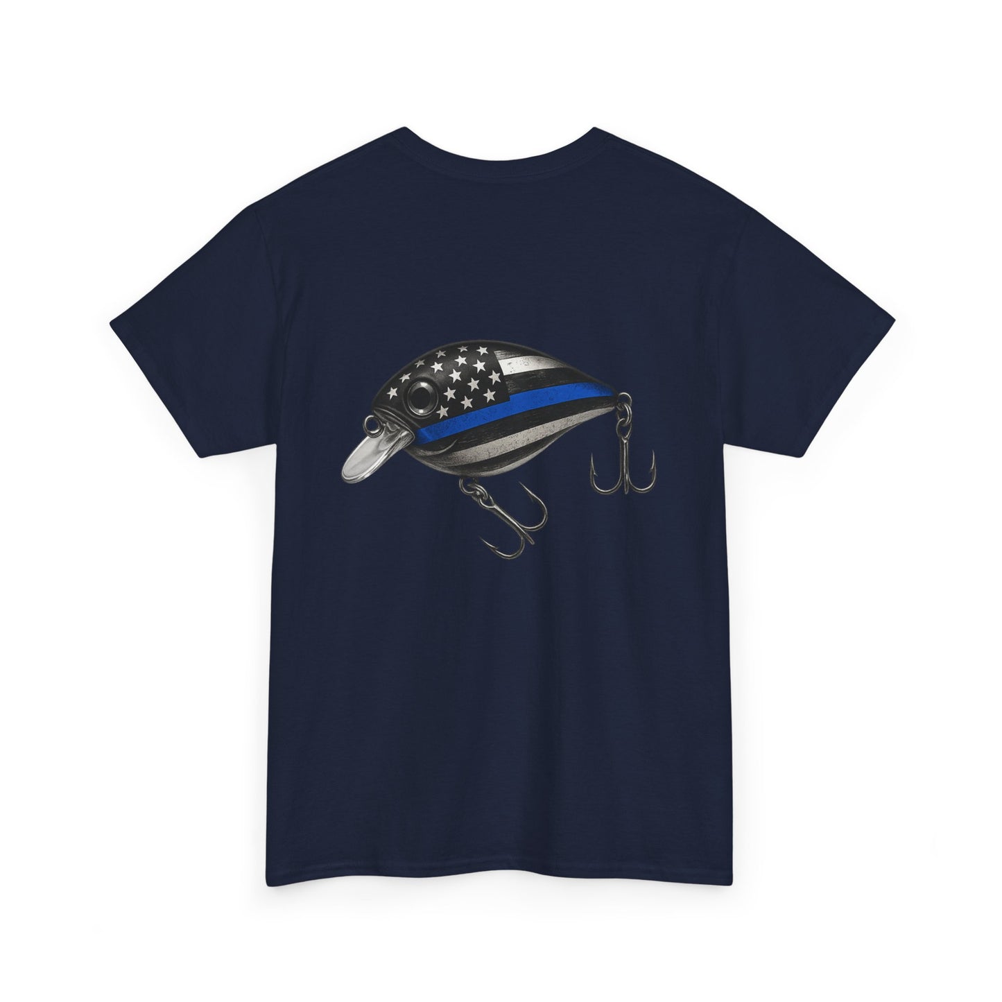 Thin Blue Line Fishing Lure T-Shirt – American Flag Crankbait Tee for Anglers
